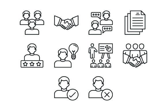 10 Office Outline Icons Bundle for Modern Communication