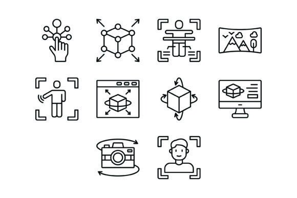 10 VR Outline Icons Bundle: Essential Visual Tools