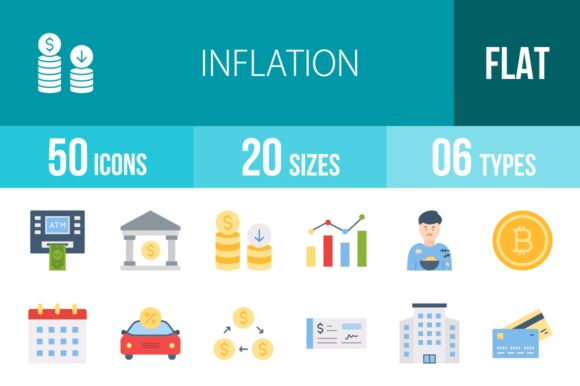 50 Inflation Flat Multicolor Icons: Visual Clarity for Complex Economics