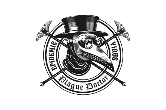Monochrome Plague Doctor Stamp Design: Creative Uses