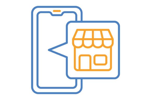 Streamline Your Digital Presence with the Online Shop Blue Orange Line Icon
