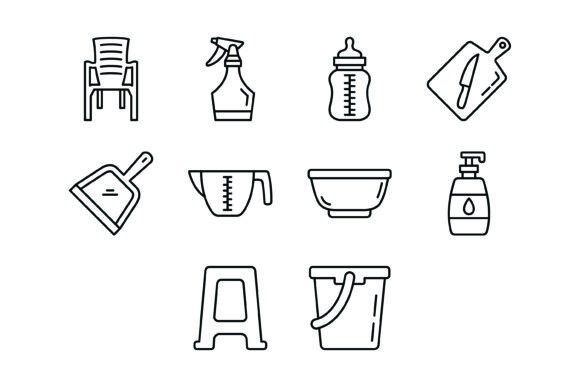 Streamline Your Visual Language with the 10 Plastic Products Outline Icons Bundle